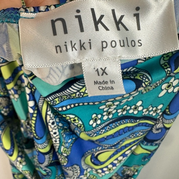 Green and Blue Jumpsuit with Paisley Print and Fitted Bodice Size 1x - Picture 2 of 8